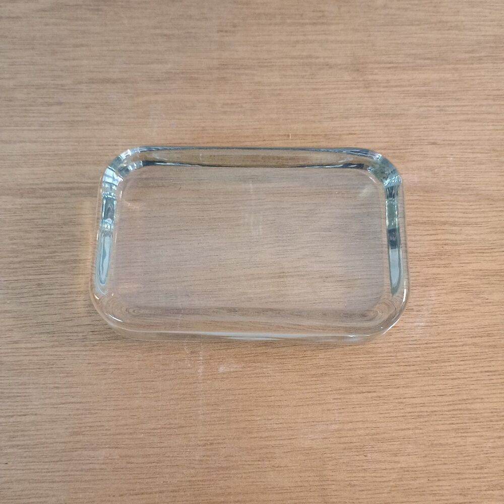 Vintage Clear Glass Stamp Moistener Sponge Holder Trinket Dish 4in X 2.5in